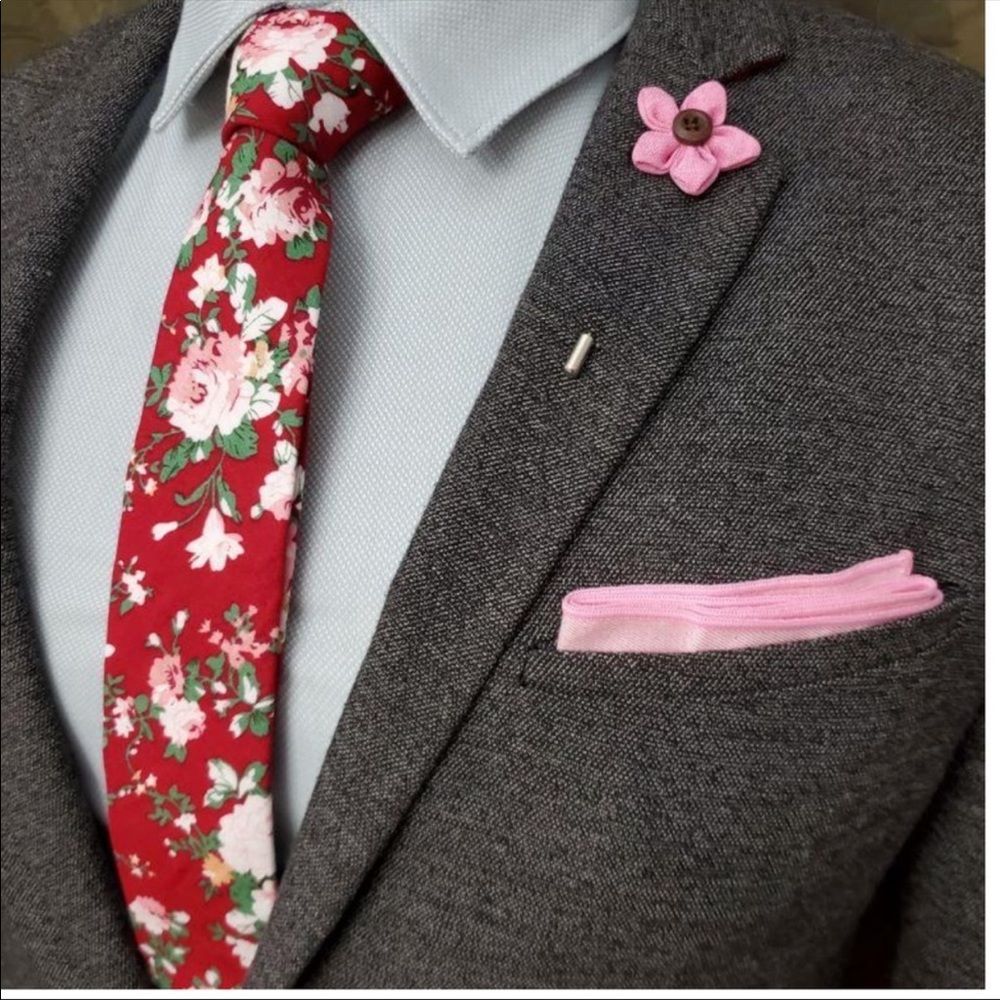Men’s Floral Print Skinny Tie